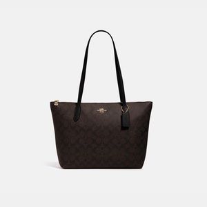 COACH LARGE Zip Top Tote In Signature Canvas BRAND NEW WITH TAGS